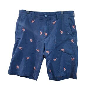 IZOD Embroidered Lobster Shorts 32 Navy Red Sailing Vtg Golf Nautical Tommy 90s
